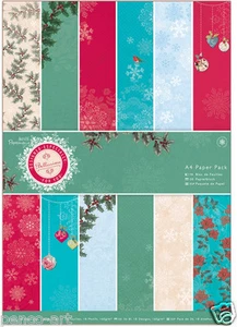 Papermania A4 Bellissima modern Christmas paper 36 pack holly snowflakes baubles - Picture 1 of 1