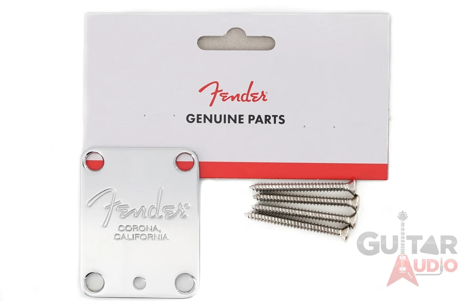 Placa de cuello Fender AM/American Series Corona genuina con microinclinación - Cromo Foto 1 de 1