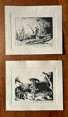 2x BABIC, Radierungen / Drucke, Menschen in Landschaft, handsigniert, limitiert - Bild 1 von 3