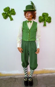 Leprechaun Costume Quality Unique 9Pc Gr Knickers Vest Shirt Socks Buckles & Hat - Picture 1 of 14