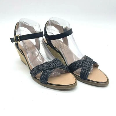 Eric Michael Sandals Womens 10 Shawna Espadrille Wedge Leather Resort Shoes - Image 1 of 4