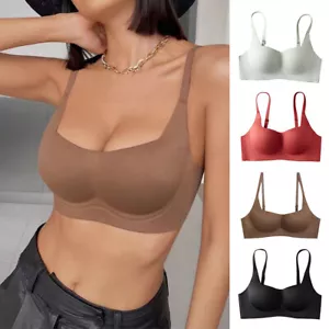 Sujetador sin aros sexy corte bajo push-up sujetador belleza espalda ropa interior suavizante suave - Imagen 1 de 17