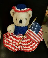  Plush Bear with Patriotic Dress & Hat 