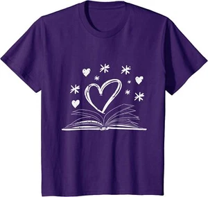Bookworm Librarian Valentines Day Gift Book Reading Youth Unisex T-shirt - Picture 1 of 8