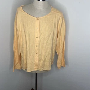 J Jill Sz XL Womens Linen Tunic Top Peach Shirt Snap Front Long Sleeve - Picture 1 of 5