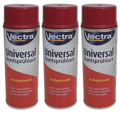 3x Vectra Universal Spray Paint Ruby Red Shiny 400ml Paint Spray - Image 1 of 2