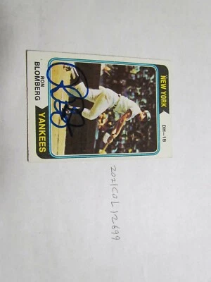 1974 Topps Ron Blomberg Signed Baseball Beckett Pre-Certified 2 - Image 1 of 2