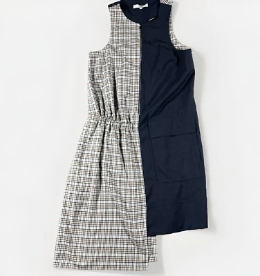 TIBI Jumper Dress Sz 2 Plaid TwoTone Asymmetric Brit Edgy Black Tartan Punk $845 - Image 1 of 4