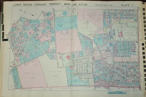 1937 LOWER MERION PA PENN WYNNE SCHOOL TO SACRED HEART CONVENT ATLAS MAP - Picture 1 of 4