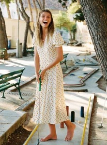 Faithfull the Brand Hana Floral Print Wrap Dress Size 2 US - Picture 1 of 5