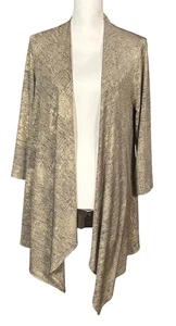 Caroline Rose Cardigan Gold Size Medium Petitie Open Classic Preppy Dressy Flowy - Picture 1 of 9