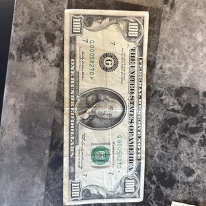 1969 100 dollar bill star note Low Serial Number G00058270* - Picture 1 of 3