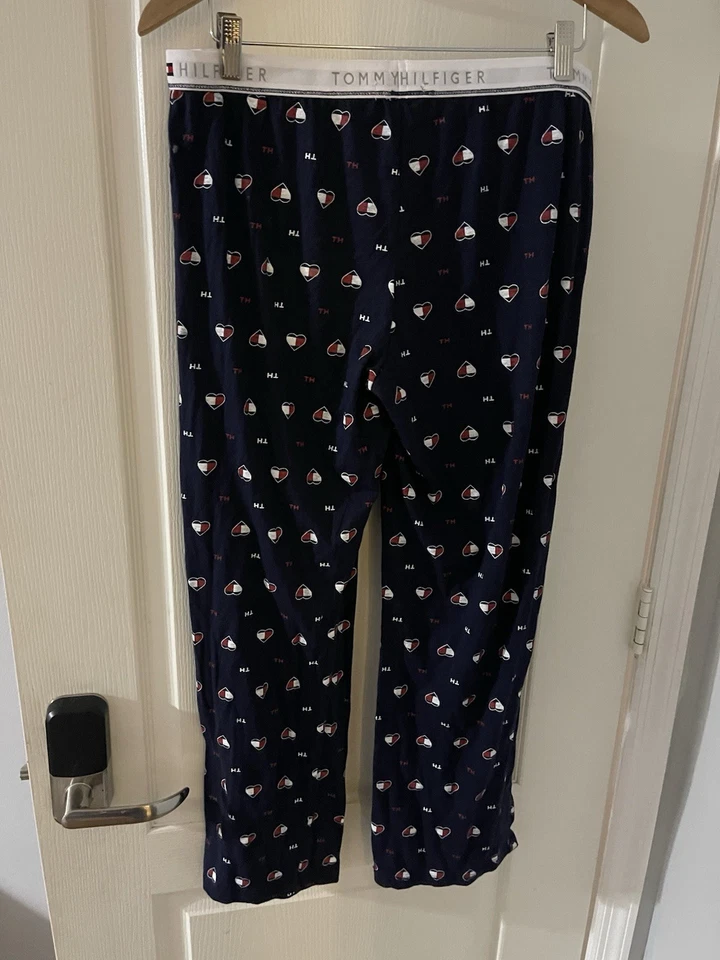 Pantalones de salón pijama de pierna ancha azul marino Tommy Hilfiger para mujer talla M Foto 1 de 4
