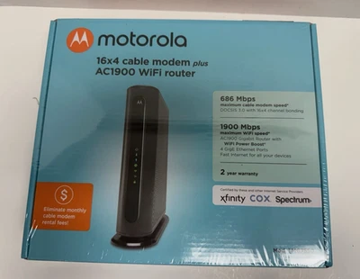 Motorola MG7550 16x4 DOCSIS 3.0 Cable Modem Plus AC1900 WiFi Router - New Sealed - Image 1 of 4