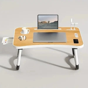 Adjustable Laptop Tray Lap Desk Stand Foldable Bed Table Notebook Tray Cup Slot - Picture 1 of 4