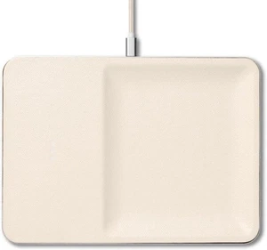 Courant CATCH:3 Italian Leather Wireless Charging Station and Valet Tray Bone - Picture 1 of 7