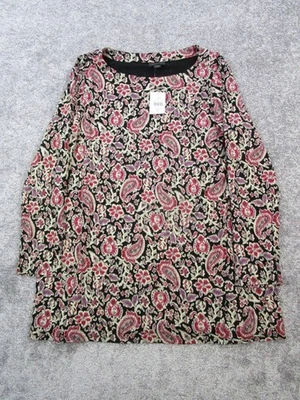 J.Jill Sweater Womens Medium Petite Black Red Beige Paisley Pullover New - Image 1 of 4