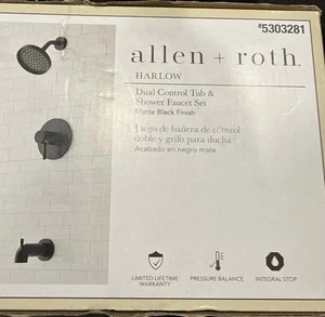 Allen + Roth Harlow Mate Negro Doble Control 5303281 Nuevo n Caja Grifo Bañera y Ducha - Imagen 1 de 15