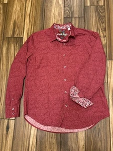 Robert Graham Armstrong Long Sleeve Cotton Button Down Shirt Burgundy Size L - Picture 1 of 9