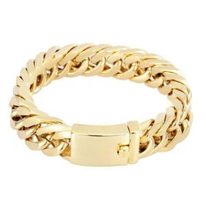 Fashion Gold Plated Mens Jewelry Alloy Curb Cuban Chain Bracelet - Picture 1 of 4