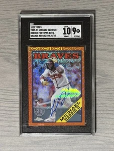 2023 Topps 1988 Chrome Orange Mojo /25 Michael Harris II SGC 9 Rookie Auto RC - Picture 1 of 2