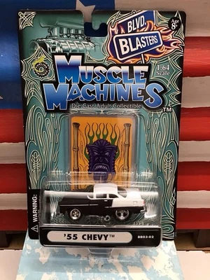 Muscle Machines 1/64 Scale 55 Chevy Black & White Swade BLVD BLASTERS - Image 1 of 3
