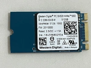 5 pces WD PC SN520 NVMe SDAPNUW-512G-1002 512GB SSD M.2 2242 PCIe For T480 T470 - Afbeelding 1 van 7