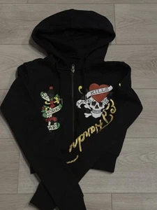 Ed Hardy Cropped Zip Up Hoodie - Picture 1 of 4