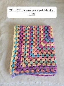 Handmade Crocheted 21" x 29" pram/car seat blanket - Picture 1 of 1