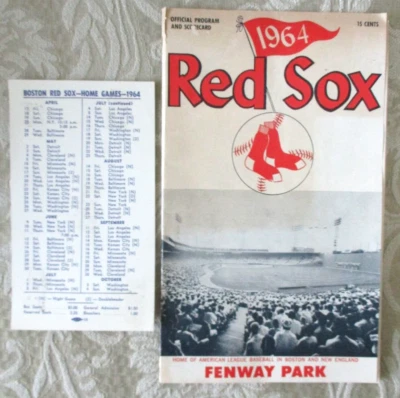 1964 BOSTON RED SOX/NY YANKEES PROGRAM/SCORECARD, YAZ, MANTLE, MARIS, UNSCORED - Image 1 of 2