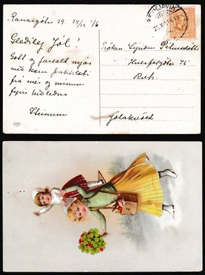 Tarjeta de Navidad local Islandia Cubierta 1919 3 aur Dos Reyes Reykjavik Z535 Foto 1 de 3