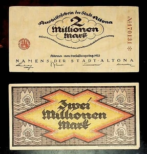 1923 Germany ALTONA 2 Million / 2.000.000 Mark Banknote - Picture 1 of 2