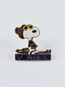 Vintage Ski Pin Vail Snoopy 1" Tall Metal Goggles Sweater Peanuts - Picture 1 of 4