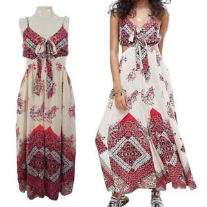 Free People Jumpsuit Bohemian Bella Floral Cut Out Back Wide Culotte Leg size XS - Picture 1 of 13