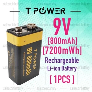 9v Rechargeable Lithium Li-Ion Battery 7200mWh 800mAh f Smoke Alarm Controller - Picture 1 of 4