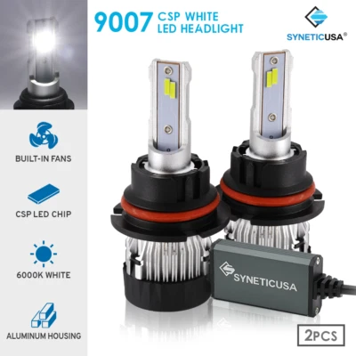 2x 9007 High Power Error Free CSP Hi-Low Beams LED Headlights 6000K White - Image 1 of 4
