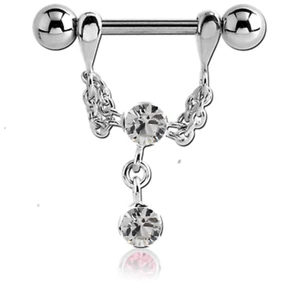 Nippelpiercing Silberkette Kristalle Brustpiercing Brust Nippel Intimpiercing - Picture 1 of 1
