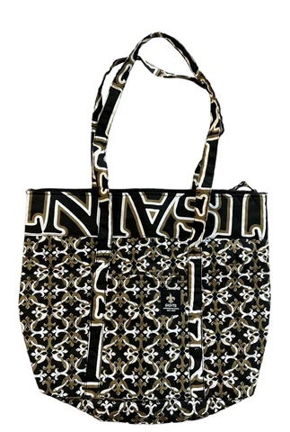 New Orleans Saints Purse/Tote/Travel Bag, Black And Gold Quilted Material Cover