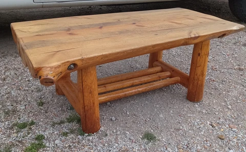 Rustic Pine Split Log Coffee Table  (CT316) Cover