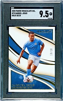 2020 Gabriel Jesus Panini Immaculate Gold Manchester City Card 10/10 SGC 9.5 - Image 1 of 3