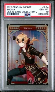 PSA 10 - 2022 CARDDASS GENSHIN IMPACT METAL CARD COLLECTION 2 2-14 THOMA - Picture 1 of 2