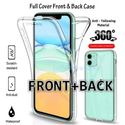 360 Clear Case For iPhone 6/7/8 Plus 11/12/13/14/15/16 Front Soft & Back Hard - Image 1 of 4