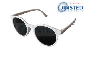 Weiße runde Sonnenbrille für Erwachsene mit schwarzer Linse UV400-Schutz ACI001 - Bild 1 von 3