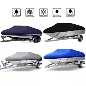 Waterproof Trailerable Runabout Boat Cover Fit V-Hull Tri-Hull Fishing Bass Boat - Bild 1 von 16