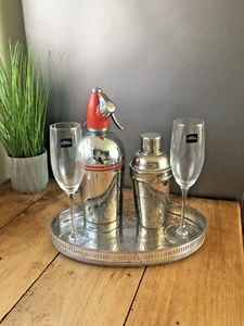 GOOD QUALITY SHEFFIELD SILVER PLATED OVAL COPPER CHAMPAGNE DRINKS SERVING TRAY - Picture 1 of 12