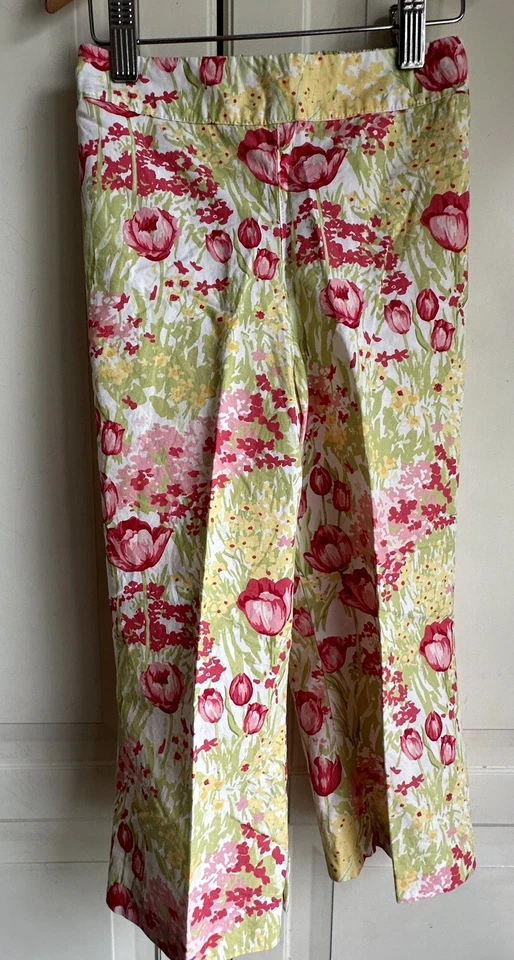 Hartstrings Pant Girls 6X Pink Yellow Floral Cotton - Image 1 of 4