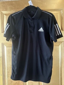Adidas Polo Shirt Mens Size SMALL Black Short Casual Sleeve Logo Slit Golf Polo - Picture 1 of 2