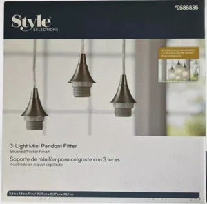 Style Selections 3-Light Brushed Nickel or Oil Rubbed Hanging Pendant Light NEW - Picture 1 of 37