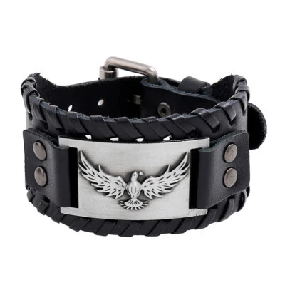 Biker Armband, PU Lederarmband, Adler Armband,  Schwarzes Armband - Bild 1 von 2
