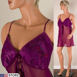 💖 Camisón Babydoll Púrpura LANE BRYANT Íntimo 14/16 Adornado en Gasa - Imagen 1 de 10